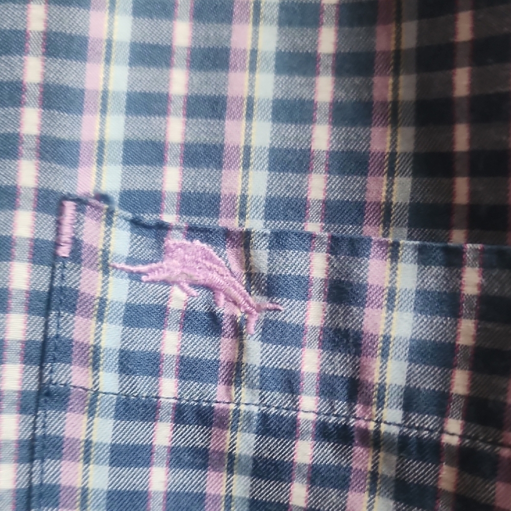 Tommy Bahama Blue, Pink, and White Checkered Men's Shirt LARGE - Picture 3 of 4